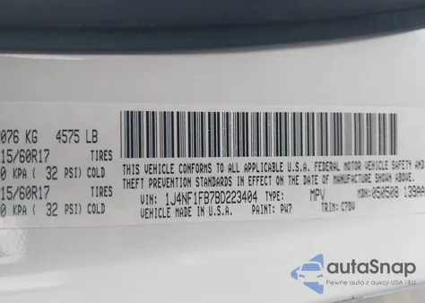 2011 Jeep Compass z USA, uszkodzony, nr VIN 1J4NF1FB7BD223404